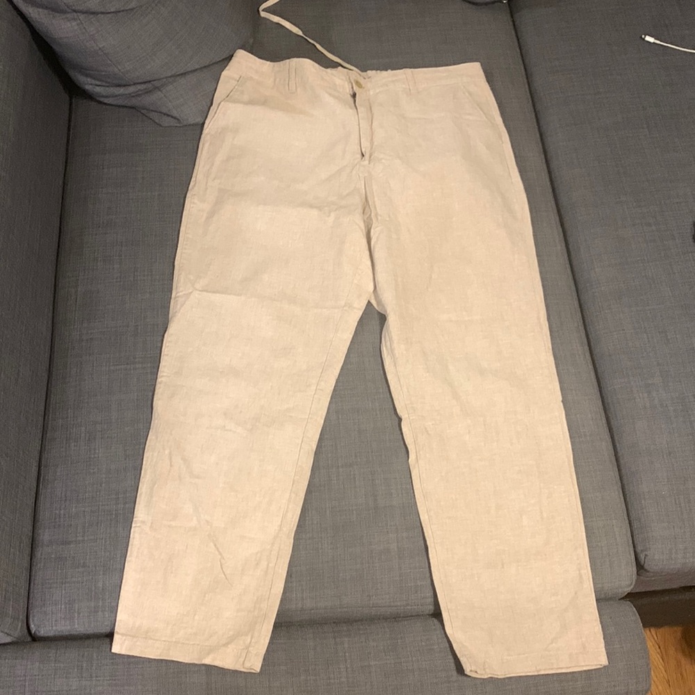 Uniqlo linen blend khaki light brown  pants/trousers XL